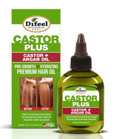 DIFEEL 99% Natural Premium Castor Plus Argan Pro-Growth + Hydrating Hair Oil (2.5oz)
